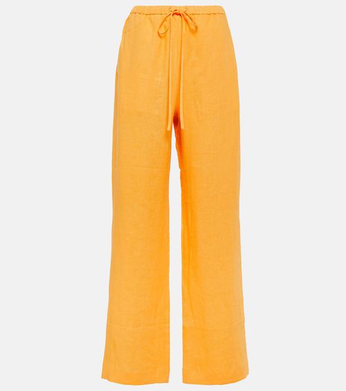 Straight-leg linen pants
