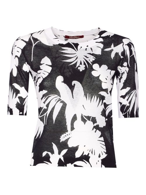Printed crew-neck top - Black