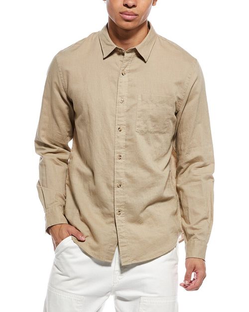 Linen-Blend Button-Down Shirt