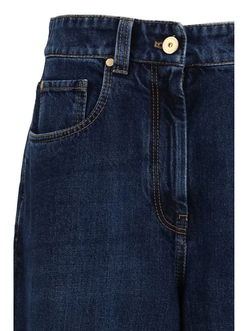 Barrel-Leg Denim Jeans — Navy