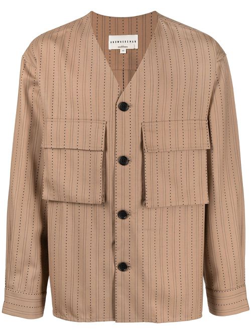 X ANOWHEREMAN stripe-print shirt - Brown