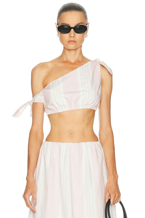 Posse Rosie Tie Top in Pink Stripe - Pink. XS also in S