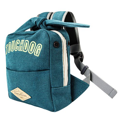 Navy Large-Pocketed Zippered Duffle Dog Backpack and Harness