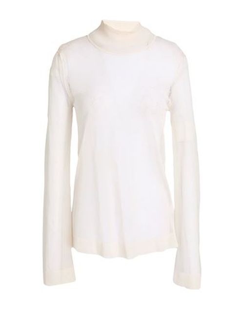 Woman Turtleneck Cream Size S Silk