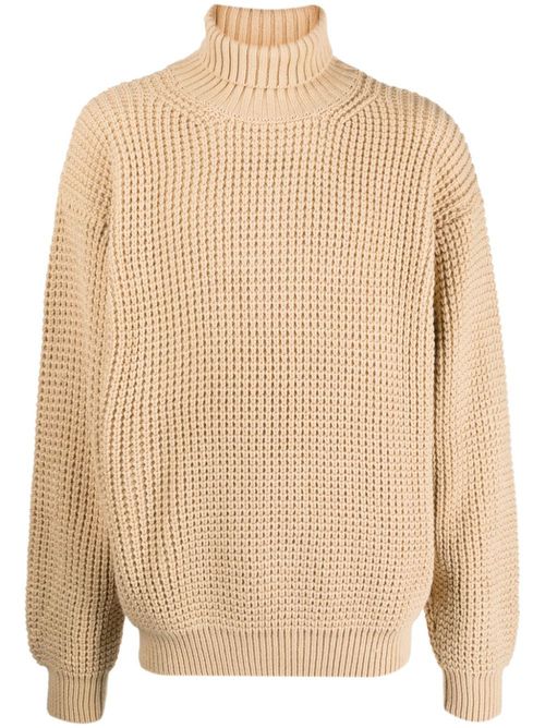 Roll-neck cable-knit jumper