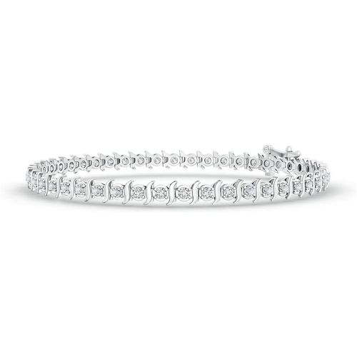 Angara 0.55 Carat S Curl Block Harmony Diamond Tennis Bracelet in 14K White Gold