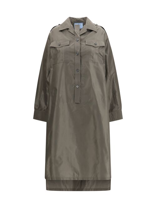 Taffeta Silk Shirt Dress — Green