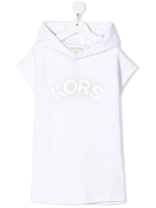 Cotton logo-print hooded dress - White