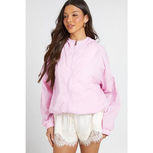 Boohoo Women's Hooded Nylon Windbreaker in Pink