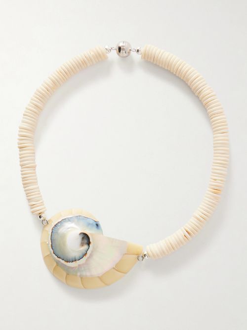 Odessa Silver-tone Shell Beaded Necklace - Ivory