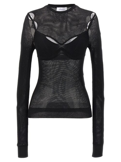 Mesh Cut-Out Blouse — Black