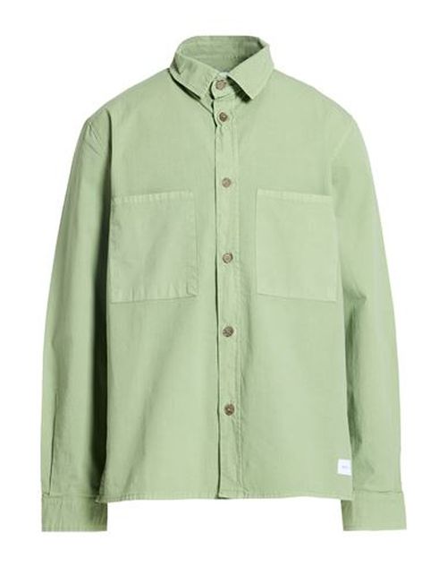 Man Shirt Sage green Size L Cotton, Elastane