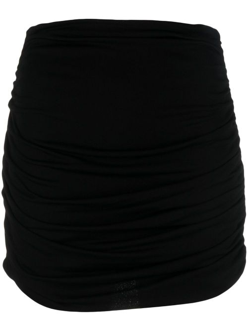 Ruched High-Waisted Short Trousers — Black