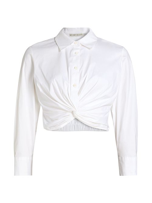 Women's Phebe Cotton-Blend Twist-Front Shirt - Off White
