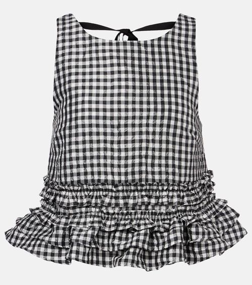 Ganni Gingham ruffled top