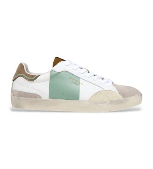 Pepe Jeans for man. PMS31080 Lane Leather Sneakers white (43), Flat, Laces, Casual
