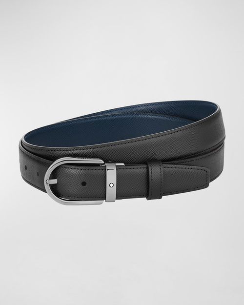 Men's Reversible Leather Buckle Belt