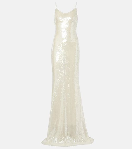 The New Arrivals Ilkyaz Ozel Feather-trimmed sequined minidress