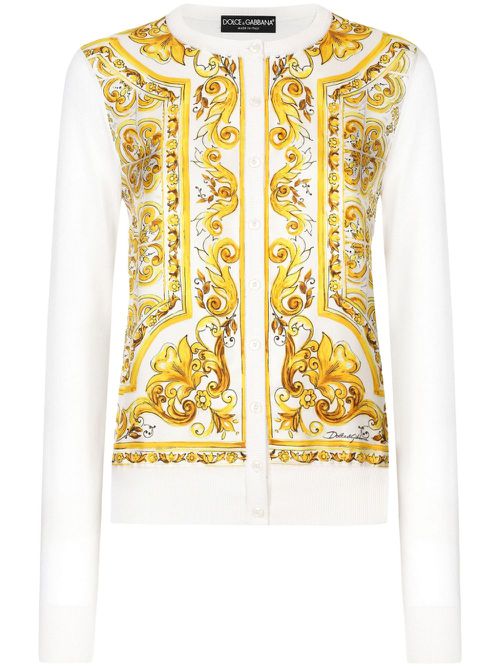 Majolica silk cardigan - White