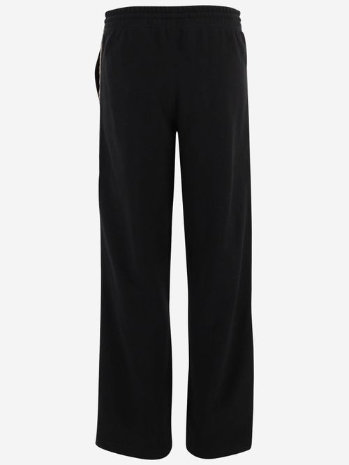 Cotton with Check Details Trousers — Black
