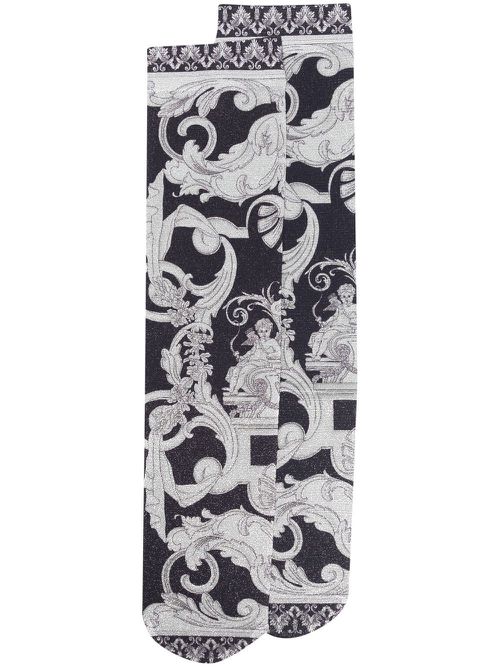 Baroque pattern-print socks - Black