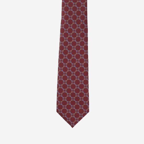 Jacquard Silk Morsetto Print Necktie — Red