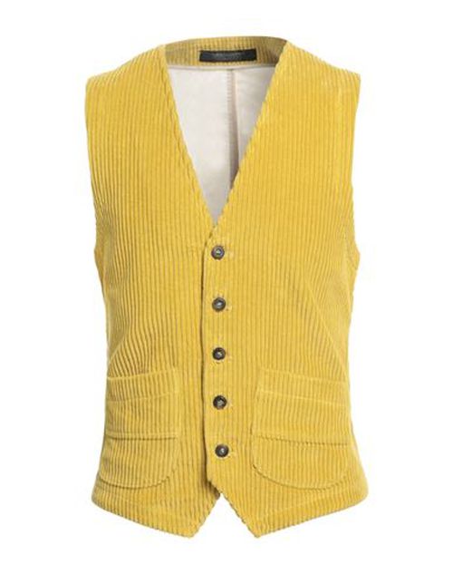 Man Tailored Vest Yellow Size 38 Cotton, Elastane