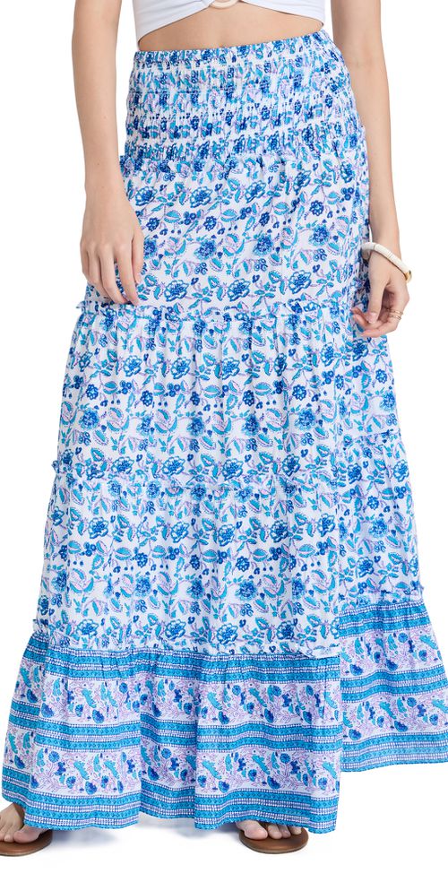 Printed Ruffle Skirt Blue Multi