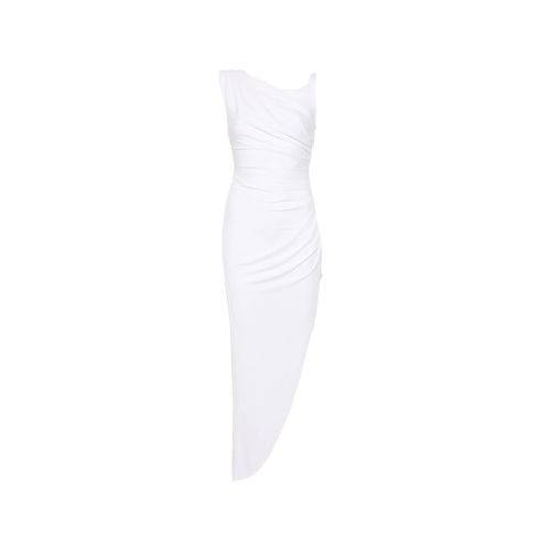 Asymmetric Draped Midi Dress