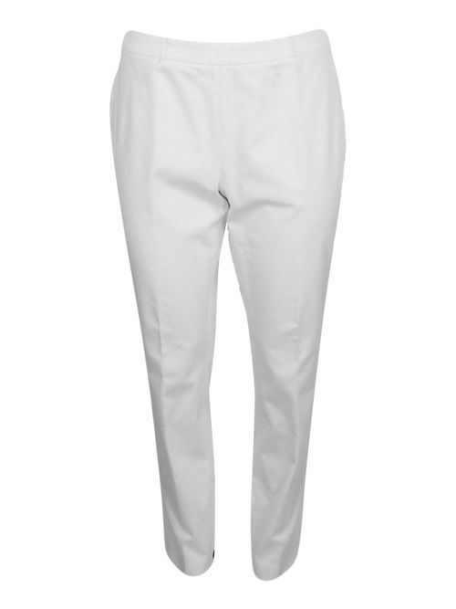 Stretch Cotton Poplin Trousers Are Characterized By A Slim Fit And A Zip Closure On The Side