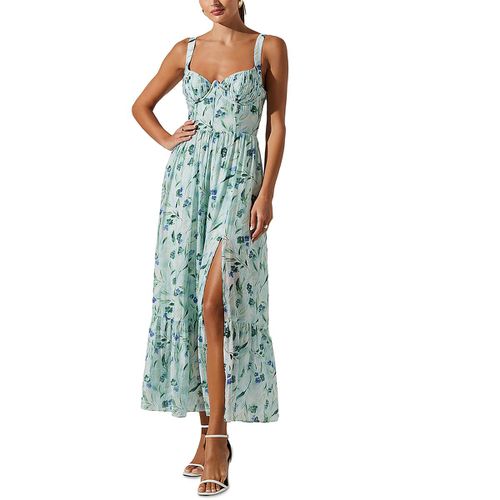 Kelby Womens Floral Lace-Up Maxi Dress