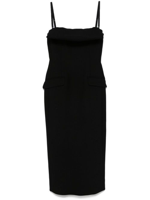 Folded-edge midi dress - Black