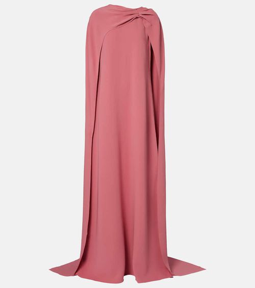 Caped silk-blend gown