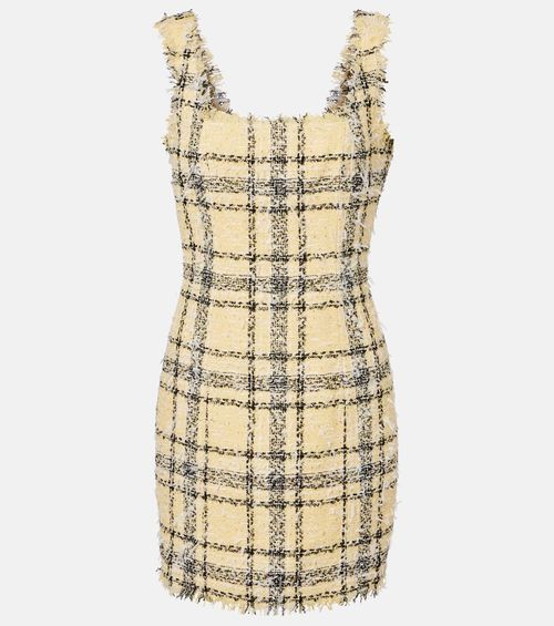 Checked sequined tweed minidress