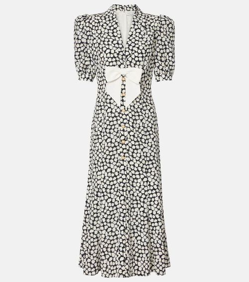 Floral printed silk midi dress