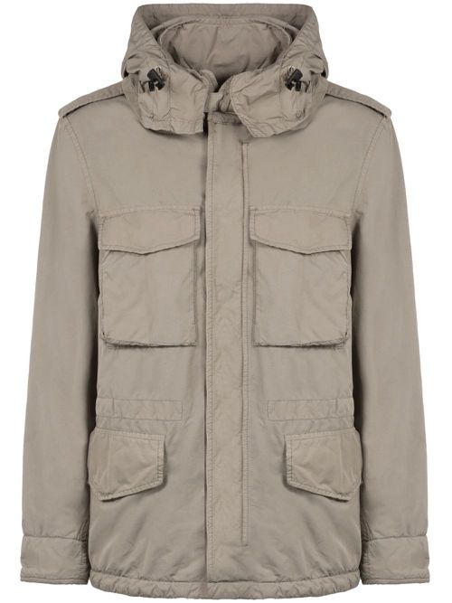 Multi-pocket hooded jacket - Neutrals