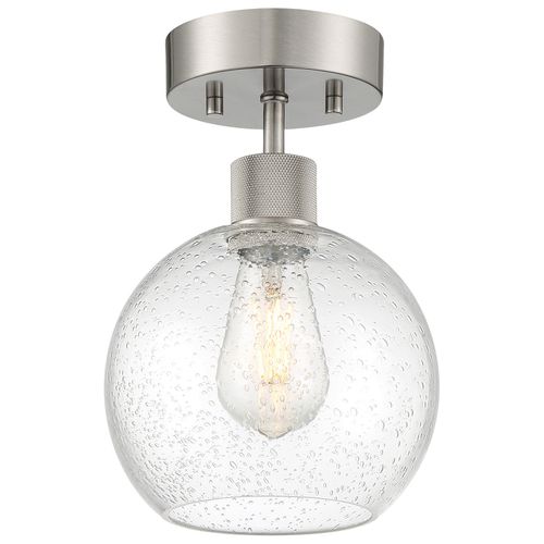 Brushed Steel LED Semi Flush Mount from the Port Nine Burgundy Collection