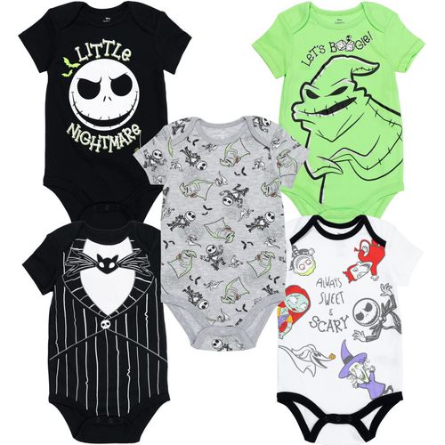 Disney Nightmare Before Christmas Jack Skellington Sally Infant Baby Boys 5 Pack Bodysuits Multi 12 Months