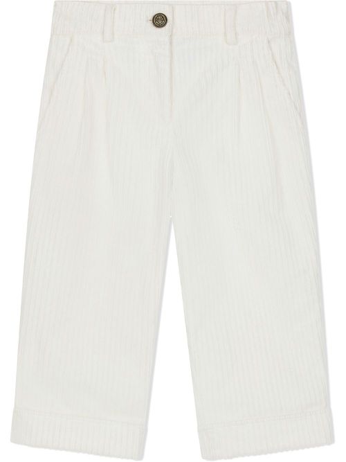 Logo-patch pleat-detail trousers - White