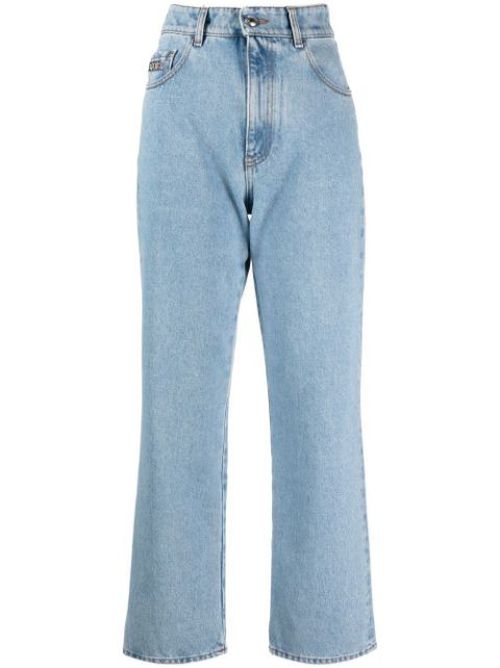 Crystal logo-embellished cropped jeans