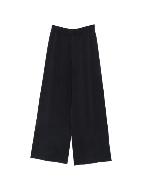 Wide-Leg Knitted Trousers — Navy