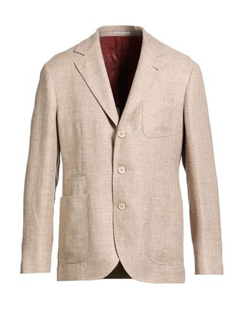 Man Blazer Light brown Size 42 Linen, Virgin Wool, Silk
