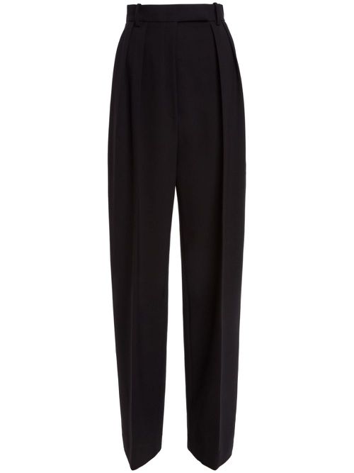 Cessie pleated high-waisted trousers - Black