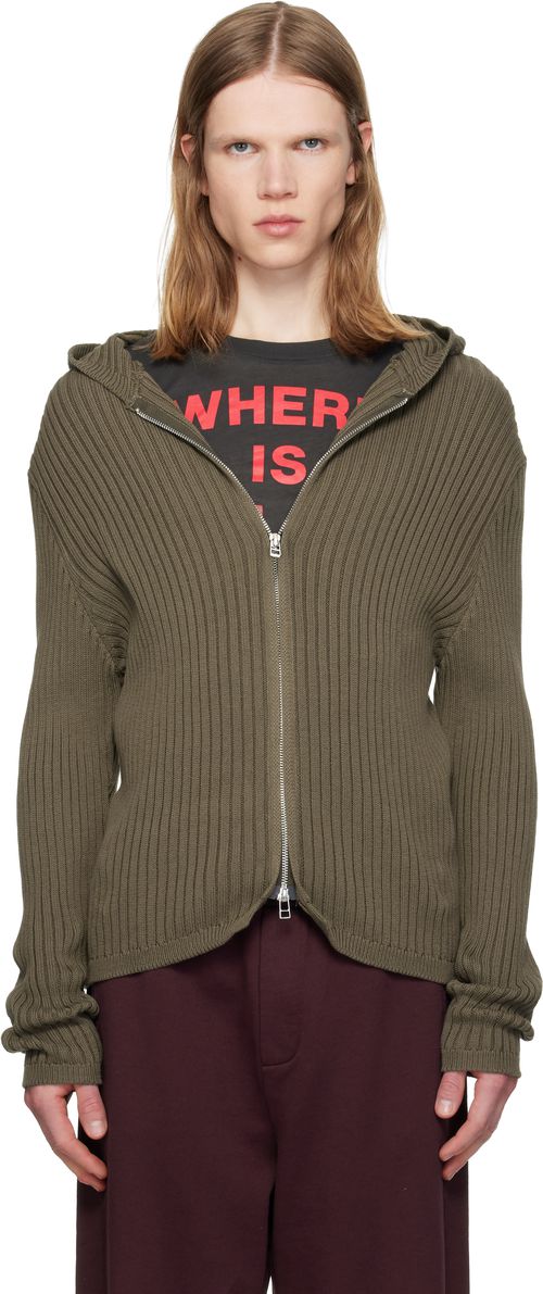 Khaki Knit Hoodie