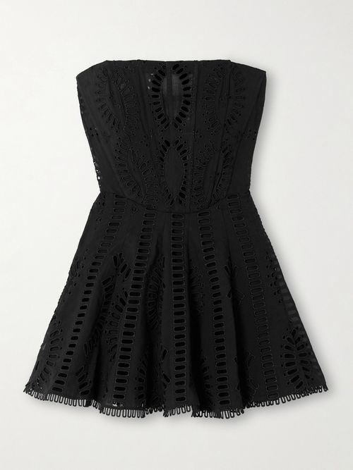 Charo Ruiz | Zannick Strapless Broderie Anglaise Cotton-blend Mini Dress - Black | Realry Charo Ruiz | Zannick Strapless Broderie Anglaise Cotton-blend Mini Dress - Black | Realry