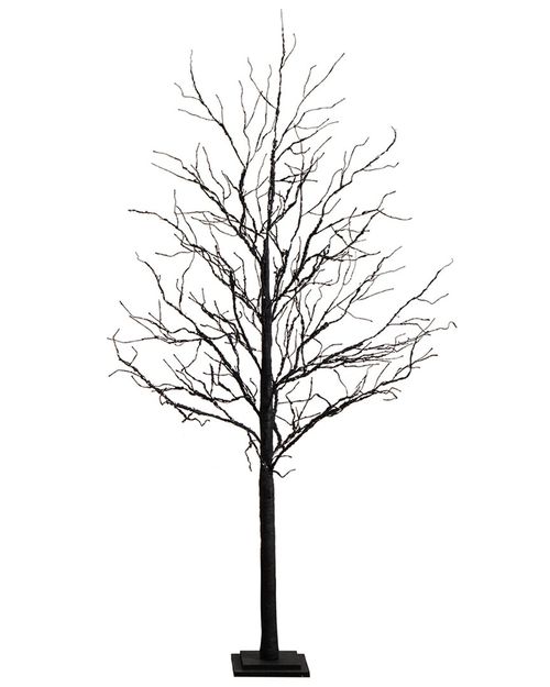 6ft Pre-Lit Halloween Deluxe Black Twig Artificial Fall Tree  With 156 Orange & Purple LED Lights