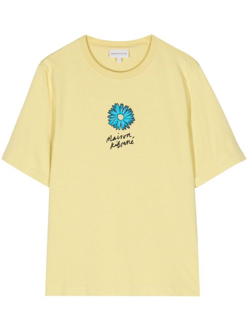 Floating Flower cotton T-shirt - Yellow