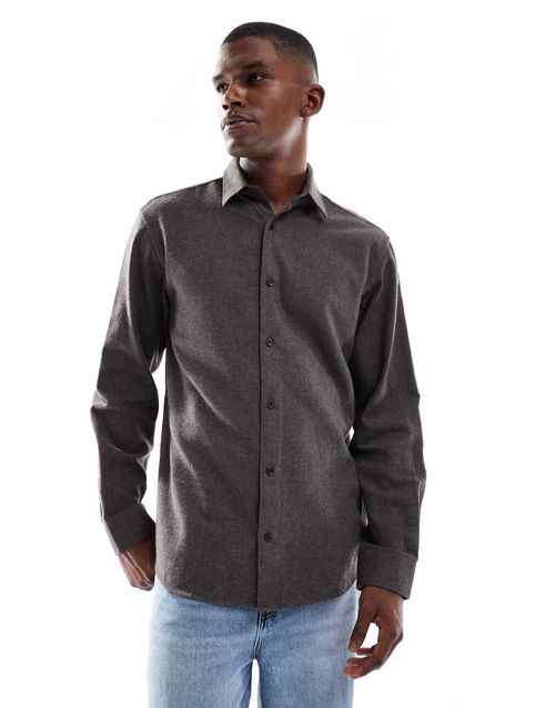Brushed shirt in brown