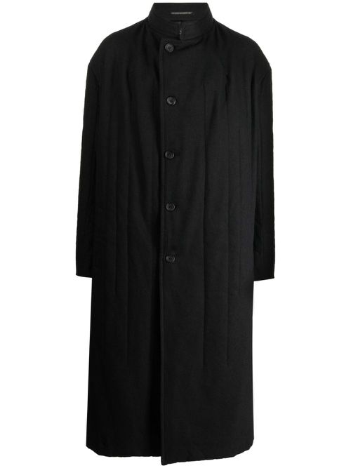 Single-breasted drop-shoulder coat - Black