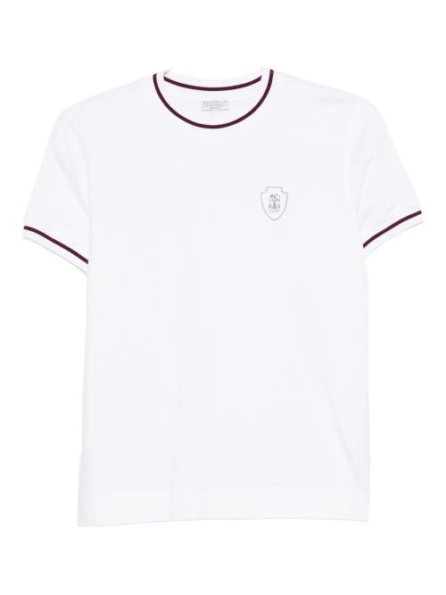 Embroidered-Detail Cotton T-Shirt — white